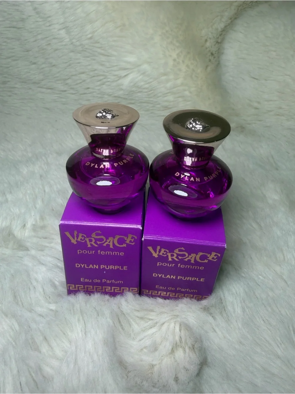 2x VERSACE DYLAN PURPLE POUR FEMME 0.17oz / 5ml Each EDP SPLASH MINI NEW IN BOX - Picture 1 of 6